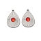 304 Stainless Steel Pendants, with Glass Rhinestone, Teardrop Charms, Stainless Steel Color, 18x12.5x2.5mm, Hole: 1.2mm