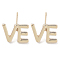 Word VE Alloy Studs Earrings for Women, with 304 Stainless Steel Pins, Light Gold, 8x12mm