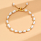 Imitation Pearl & 201 Stainless Steel Beaded Slider Bracelet, Golden, Inner Diameter: 2-1/8~2-3/4 inch(5.5~7cm)