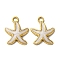304 Stainless Steel Enamel Pendants, Starfish Charms, PVD Vacuum Plating, Real 18K Gold Plated, White, 18x14.5x2mm, Hole: 1.8mm
