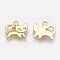 Brass Kitten Charms, Cadmium Free & Nickel Free & Lead Free, Real 18K Gold Plated, Cartoon Cat Shape, 9x9.5x1.5mm, Hole: 1mm