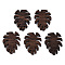 Natural Wenge Wood Pendants, Undyed, Leaf Charms, Coconut Brown, 37.5x29x3.5mm, Hole: 2mm