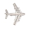 Zinc Alloy Crystal Rhinestone Brooch, Airplane, Platinum, 38.5x36mm