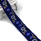 Flat Ethnic Style Embroidery Polyester Ribbons, Jacquard Ribbon, Garment Accessories, Blue, 1-1/4 inch(33mm), about 7.66 Yards(7m)/pc
