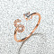 Brass Micro Pave Cubic Zirconia Cuff Rings for Women, Open Rings, Rose Gold, Letter S, Inner Diameter: 16~19mm