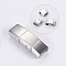 Tarnish Resistant 304 Stainless Steel Magnetic Clasps with Glue-in Ends, Frosted, Rectangle, Stainless Steel Color, 39x13.5x8mm, Hole: 6x11.5mm