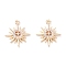 Rack Plating Brass Micro Pave Cubic Zirconia Pendants, Long-Lasting Plated, Sun, Light Gold, 15.5x13.5x3mm, Hole: 1mm