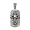 Retro 304 Stainless Steel Big Pendants, Rectangle with Cross Charm, Antique Silver, 62x24.5x10.5mm, Hole: 6x11.5mm