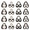 20Pcs 4 Styles Alloy Pendants, with Enamel, Light Gold, Heart, Black, 26x22x1.2mm, Hole: 2mm, 5pcs/style