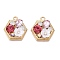 Rack Plating Alloy Pendants, Rhinestone & Resin Pave, Cadmium Free & Nickel Free & Lead Free, Flower & Hexagon, Light Gold, 21.5x20.5x5mm, Hole: 1.8mm