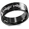 Shark Pattern 201 Stainless Steel Finger Rings, Black, US Size 11(20.6mm)