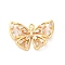 Brass Rhinestone Pendants, Cadmium Free & Nickel Free & Lead Free, Hollow Butterfly Charms, Real 18K Gold Plated, 15x21x4mm, Hole: 1.2mm