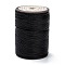 Round Waxed Polyester Thread String, Micro Macrame Cord, Twisted Cord, for Leather Sewing Stitching, Black, 0.55mm, about 131.23 yards(120m)/roll