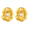 Vintage Stainless Steel 3D Flower Stud Earrings for Women's Daily Wear, Golden, 33.8x30.5mm