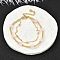 Natural Rose Quartz Bracelets, Brass Multi-srand Bracelets for Women, Long-Lasting Plated, 7 inch(17.8cm)~7-3/8 inch(18.6cm)