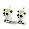 Handmade Lampwork Pendants, Panda Charms, White, 25x15~17mm, Hole: 3~4mm