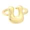 Rack Plating Brass Open Cuff Rings, Long-Lasting Plated, Letter, Letter U, 14mm