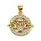 Brass Micro Pave Cubic Zirconia Pendants, Mother Themes, Long-Lasting Plated, Cadmium Free & Lead Free, Rack Plating, Real 18K Gold Plated, Wing, 17x17.5x2.5mm, Hole: 3.8x3.3mm