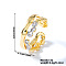 Geometric Brass Micro Pave Cubic Zirconia Cuff Open Rings for Women, Golden & Silver, 20x7mm