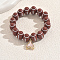 Punk Stainless Steel Charm Bracelets, Acrylic Rugby Beaded Stretch Bracelets for Women, Fishtail, Inner Diameter: 2 inch(5cm)~2-3/4 inch(7cm)