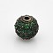 CZ Brass Micro Pave Grade AAA Lime Green Color Cubic Zirconia Round Beads, Cadmium Free & Nickel Free & Lead Free, Gunmetal, 6mm, Hole: 1.5mm