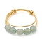 Natural Round Green Aventurine Beaded Finger Rings, with Golden Copper Wire Wrapped Rings, US Size 8 1/2(18.5mm), 1.5~6mm