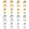 32Pcs 8 Style Brass Beads, with Rubber Inside, Slider Beads, Long-Lasting Plated, Rondelle, Golden & Silver, 5~8x2.5~4mm, Rubber Hole: 1.2~2mm, 4pcs/style