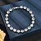 Brass Micro Pave Clear Cubic Zirconia Bracelets, Flat Round Link Bracelets for Women, Cadmium Free & Lead Free, Rack Plating, Long-Lasting Plated, Platinum, 8-1/8 inch(20.5cm)