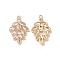 Brass Micro Pave Cubic Zirconia Pendants, Cadmium Free & Nickel Free & Lead Free, Leaf, Real 18K Gold Plated, 20x12x2.5mm, Hole: 1mm