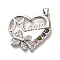 Mother's Day Brass Micro Pave Cubic Zirconia Pendants, Cadmium Free & Nickel Free & Lead Free, Heart with Word Mama, Platinum, 25x26x4mm, Hole: 5x3.5mm