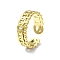 Ion Plating(IP) 304 Stainless Steel Open Cuff Ring, Curb Chains Shape, Real 18K Gold Plated, Inner Diameter: 18mm