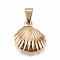 304 Stainless Steel Pendants, Shell, Golden, 20x19x5mm, Hole: 7x3mm