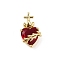 Brass Glass Pendants, Heart with Cross, Lead Free & Cadmium Free, Long-Lasting Plated, Rack Plating, Faceted, Real 18K Gold Plated, 20.5x11.5x9mm, Hole: 5.5x3mm