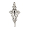 Tibetan Style Alloy Pendants Enamel Settings, Cross Shape Charms, Antique Silver, 47.5x21.5x2mm, Hole: 2mm, Fit for 3mm Rhinestone