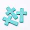Gemstone Big Pendants, Pale Turquoise, Cross, about 40mm wide, 60mm long, hole: 1mm