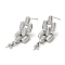 Brass Stud Earring Findings, with Peg Bails for Half Drilled Beads, Cadmium Free & Nickel Free & Lead Free, Platinum, 28x9mm, Pin: 0.5~0.6mm