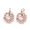 Brass Micro Pave Cubic Zirconia Charms, Lead Free & Cadmium Free & Nickel Free, Ring with Star, Hollow, Real Rose Gold Plated, 12x14x2mm, Hole: 3mm