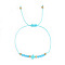 Bohemian Style Glass Braided Beads Bracelets, Cross Jewelry for Women, Cyan