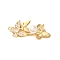 Brass Micro Pave Clear Cubic Zirconia Fold Over Clasps, Cadmium Free & Nickel Free & Lead Free, with Imitation Pearl, Butterfly, Real 18K Gold Plated, 32mm, Hole: 1.2mm