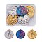 15Pcs 3 Colors 201 Stainless Steel Pendants, Flat Round with Mushroom Charm, Mixed Color, 29x25x3mm, Hole: 1.8mm, 5pcs/color