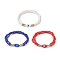 3Pcs 3 Color Evil Eye Lampwork & Glass Seed & Brass Beaded Triple Layer Multi-strand Bracelets Set for Women, Mixed Color, Inner Diameter: 2 inch(5.2cm), 1Pc/color