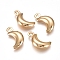 304 Stainless Steel Pendants, Moon, Real 18K Gold Plated, 16x8x3mm, Hole: 1.3mm