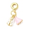 Brass Enamel European Dangle Charms, Suit and Wedding Dress Large Hole Pendants, Golden, Rack Plating, Long-Lasting Plated, Cadmium Free & Lead Free, White, 29.5mm, Hole: 4.5mm