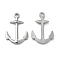 Non-Tarnish 304 Stainless Steel Pendants, Anchor Charms, Stainless Steel Color, 37x25x3.5mm, Hole: 3.5mm