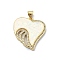 Brass Micro Pave Clear Cubic Zirconia Pendants, Cadmium Free & Lead Free, with Sythetic Opal, Heart, Real 18K Gold Plated, 23.5x22x2.5mm, Hole: 4x3.5mm