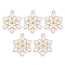 Barrel Plating Alloy Enamel Pendants, Snowflake Charm, Lead Free & Cadmium Free, Light Gold, White, 29x22.5x2mm, Hole: 1.6mm