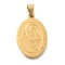 304 Stainless Steel Pendants, Oval with St. Jude Charm, Religion, Real 18K Gold Plated, 27x18x2mm, Hole: 6x3mm