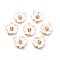 Alloy Enamel Pendants, Hibiscus Flower, Light Gold, White, 23x19.5x6mm, Hole: 2mm