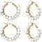 304 Stainless Steel Hoop Earrings, Beaded Hoop Earrings, with Natural Howlite Beads, Ring, 32~33x31.5~33x7.5~8mm, Pin: 0.7x1mm, 2pairs/box