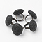 Adjustable Synthetic Lava Rock Rings, with Brass Findings, Size 9, Flat Round, Antique Bronze, Black, 16mm